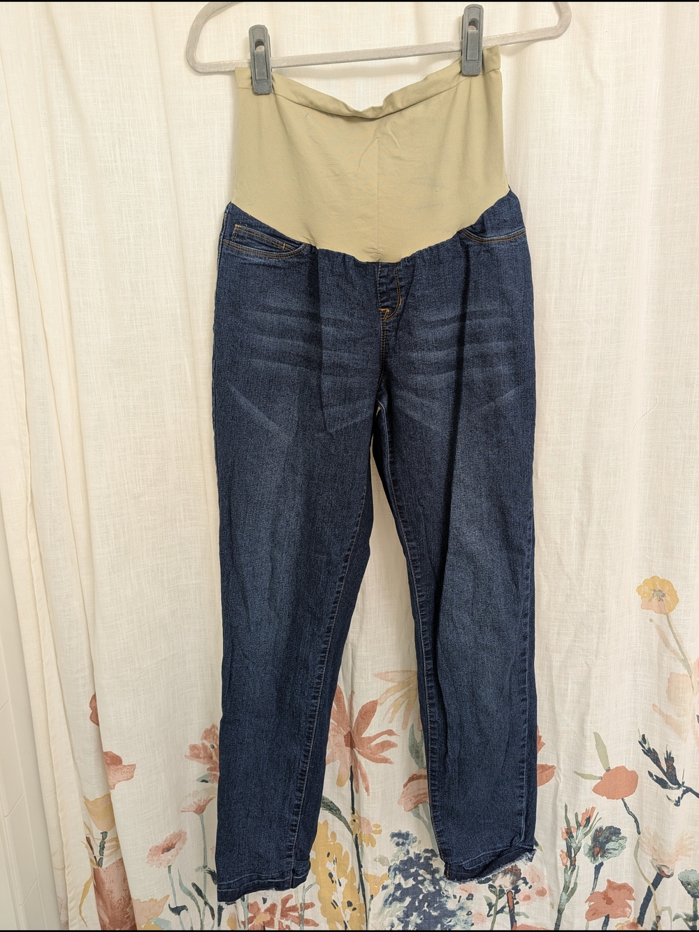 Hybrid & Company Maternity Pull-On Skinny Jeans XL Dark Wash Stretch